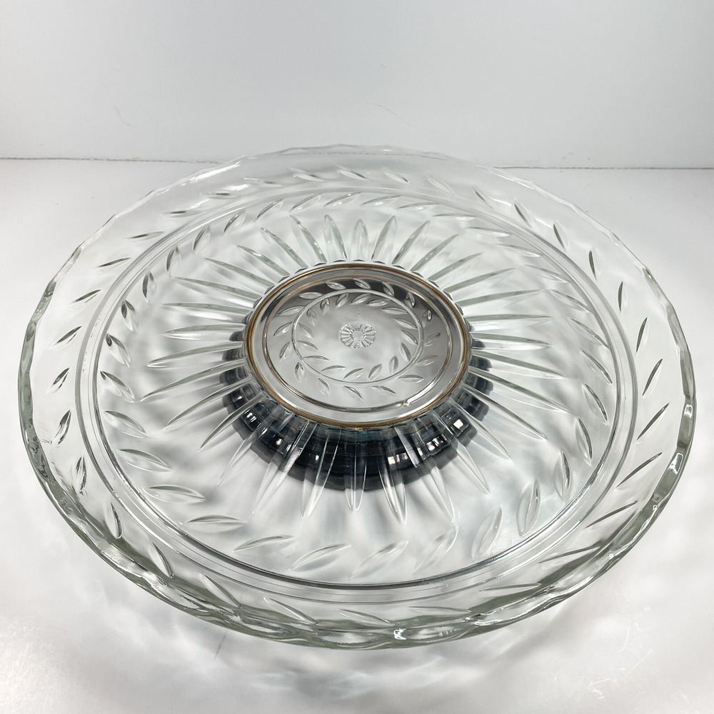 Vintage Cake Plate 13 1/2" Diameter Plate With A Silver Played Base In Original